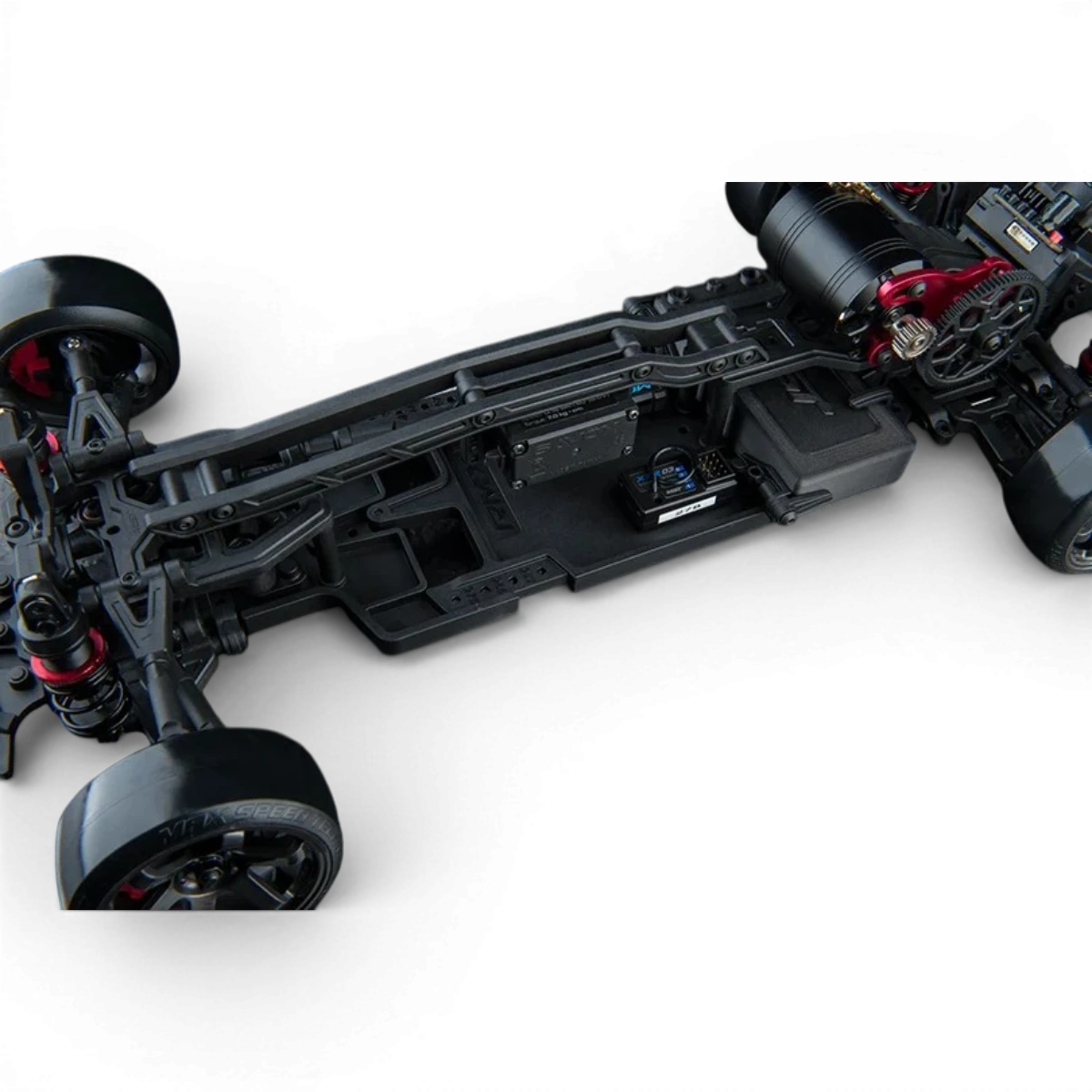 Voiture RC Drift Max Speed Technology RMX 4 RTR 86RB, brushless sensored, prête à rouler, vue de côté avec pneus et carrosserie.