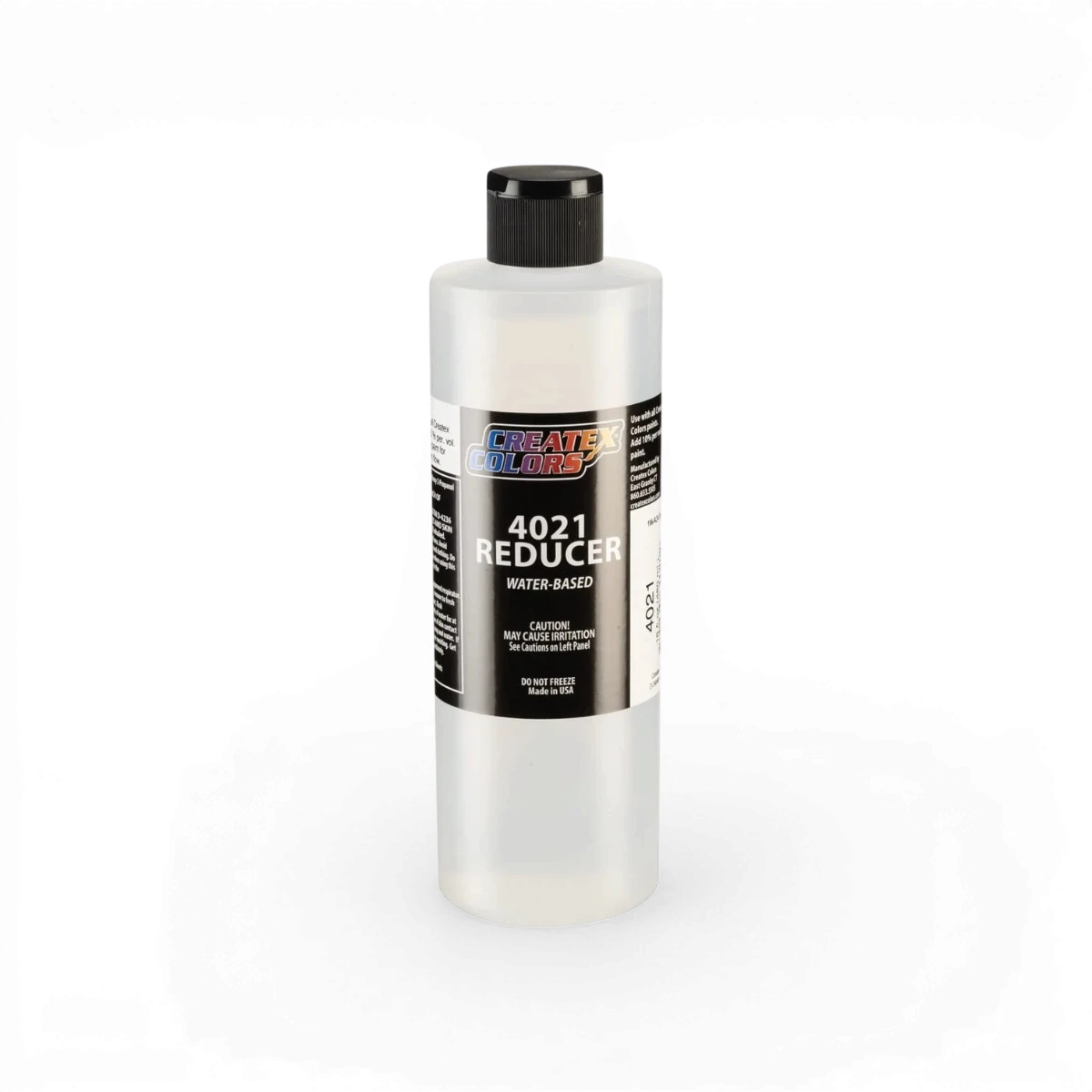 Réducteur 4021 de Createx Colors, bouteille de liquide pour diluer la peinture acrylique, visible dans l'image.