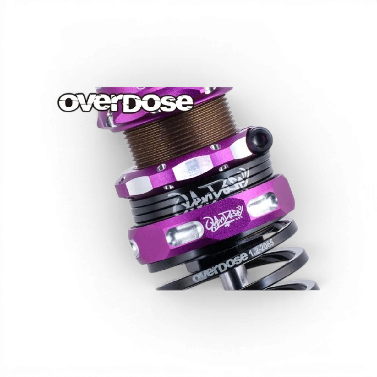 Ressorts de drift double 4Edge 6.0 tours avec helper pour pièces détachées Overdose, en métal noir, avec spirale visible.
