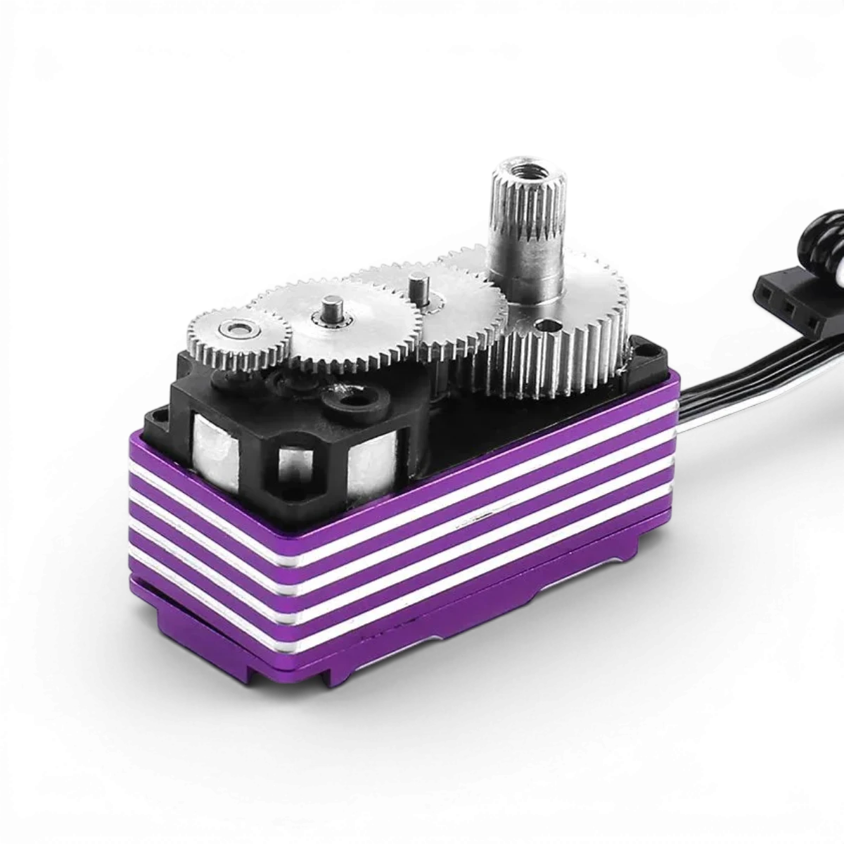 Servo D4 FALCON électronique à profil bas, numérique, sans balais, de marque OMG, visible avec connecteur et composants électroniques.