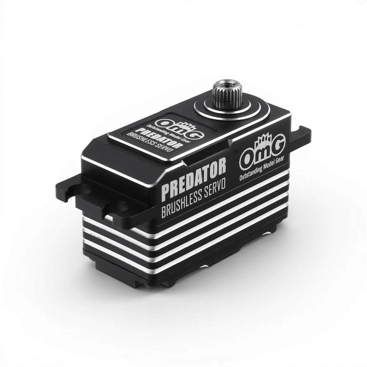 Servo D4 Predator à profil bas, électronique brushless digital de la marque OMG, visible en détail dans cette image.