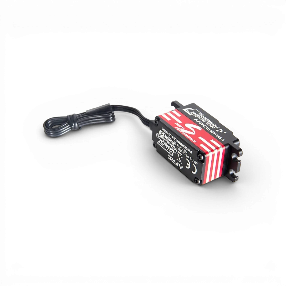 Servo électronique brushless haute tension AFRC D3519HB-S avec programmation, visible en action dans cette image.