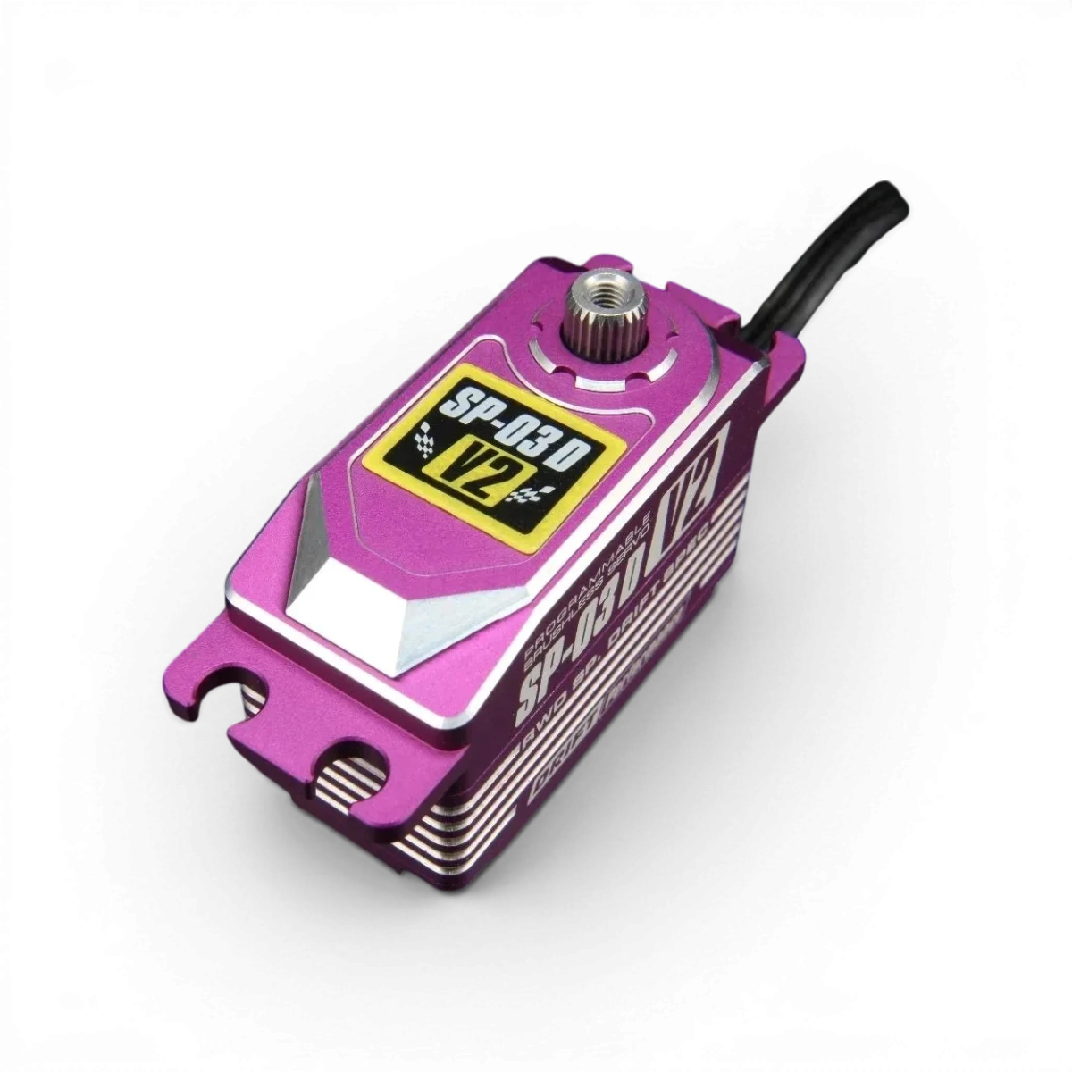 Servo électronique Team Yokomo SP-03D V2 RWD Drift Spec, programmable brushless, vue de l’intérieur avec connecteurs et réglages.