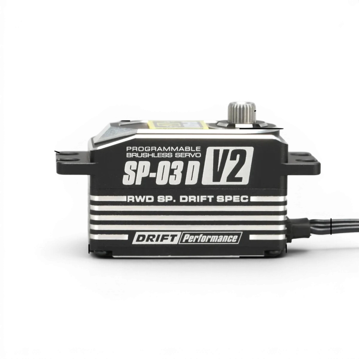 Servo électronique Team Yokomo SP-03D V2 RWD Drift Spec programmable brushless, vue de l'appareil avec câbles et réglages.