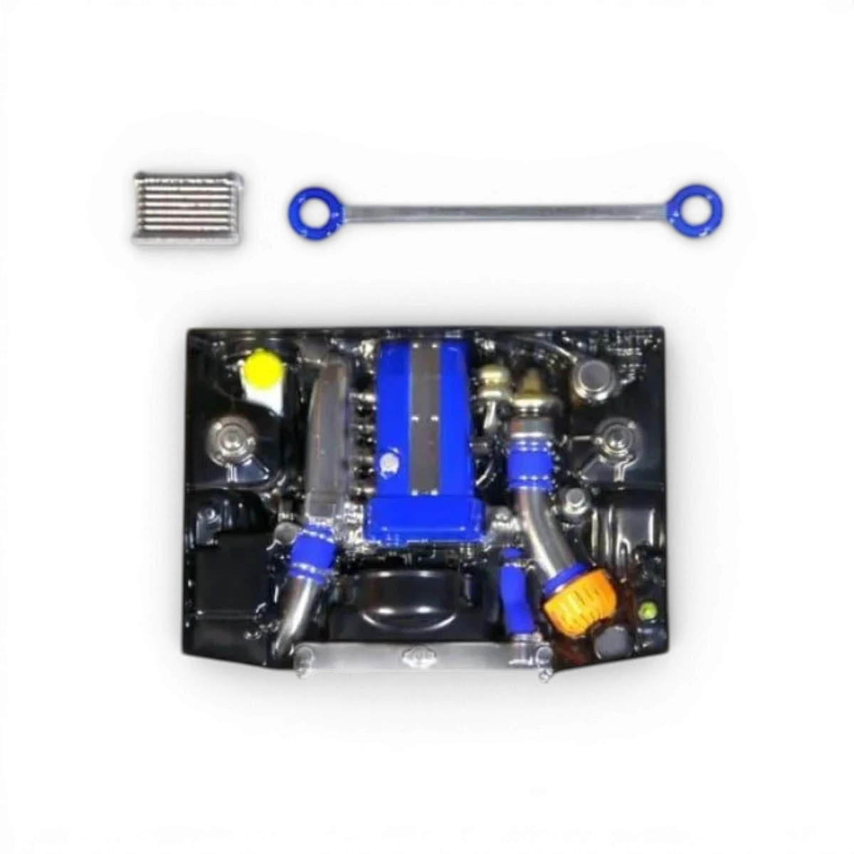 Ensemble de baies moteur universelles Pandora RC SR-RB-FA pour carrosseries de voiture radiocommandée, en plastique noir.