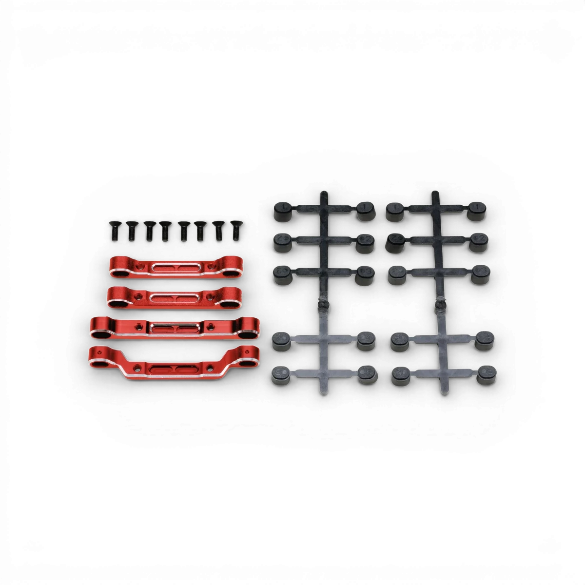 Support de suspension en aluminium pour RD2.0, pièces détachées Team Yokomo, visible dans un set pour voiture RC.