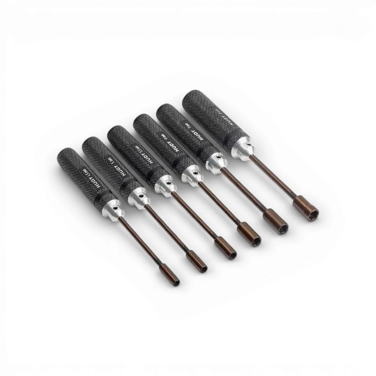 Ensemble de 6 tournevis douilles métriques Hudy, accessoires pour outils de fixation et réparation.