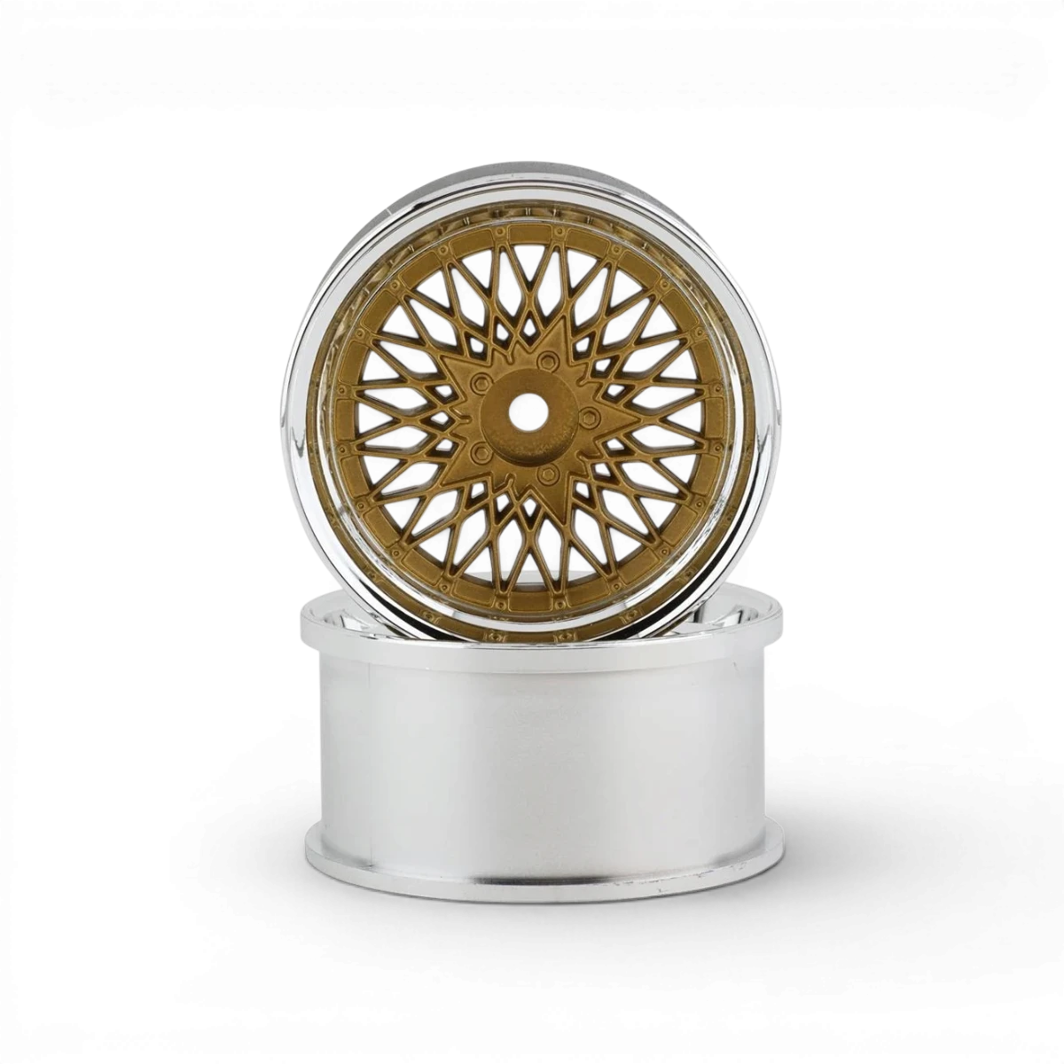 Roues RC Art SSR Formula MESH 19 gold avec décalage 4, jantes en alliage léger pour voitures radiocommandées.