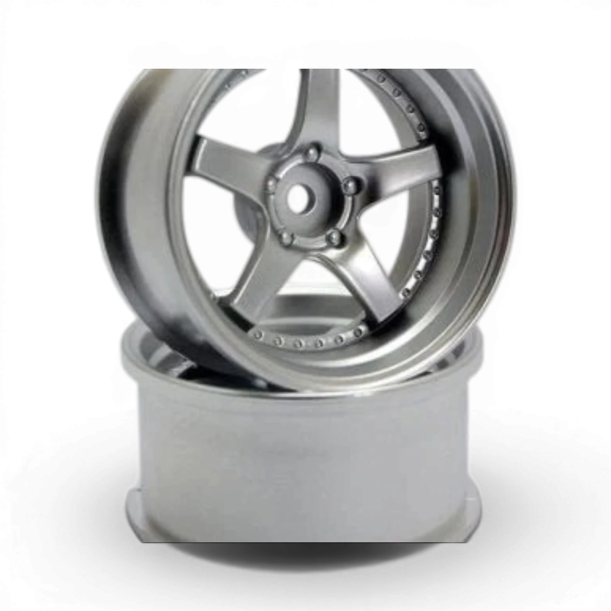 Roues SSR Professor SP4 OFFSET 6 en argent mat, marque RC Art, pour voitures RC, visibles en image.