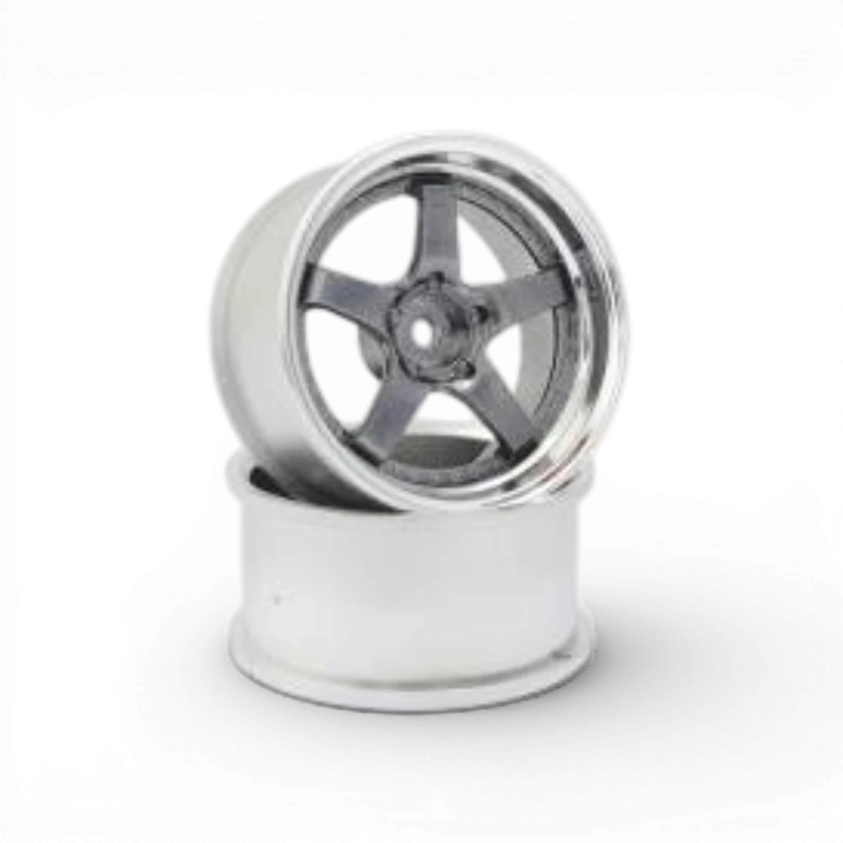 Roues RC Art SSR Professor SP4 OFFSET 6 en Titan Silver, design élégant pour voitures radiocommandées, visible en gros plan.