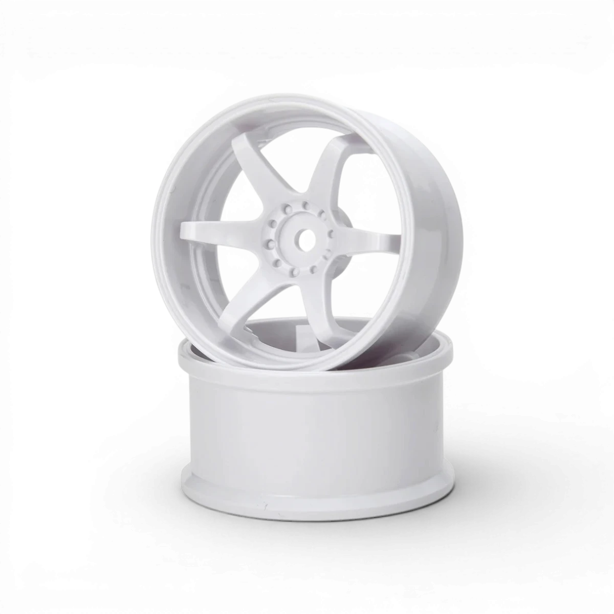 Jantes HAYATE N-6 Drift Offset+6 blanches de G-force, roues standard pour voiture, design en aluminium avec finition blanche.