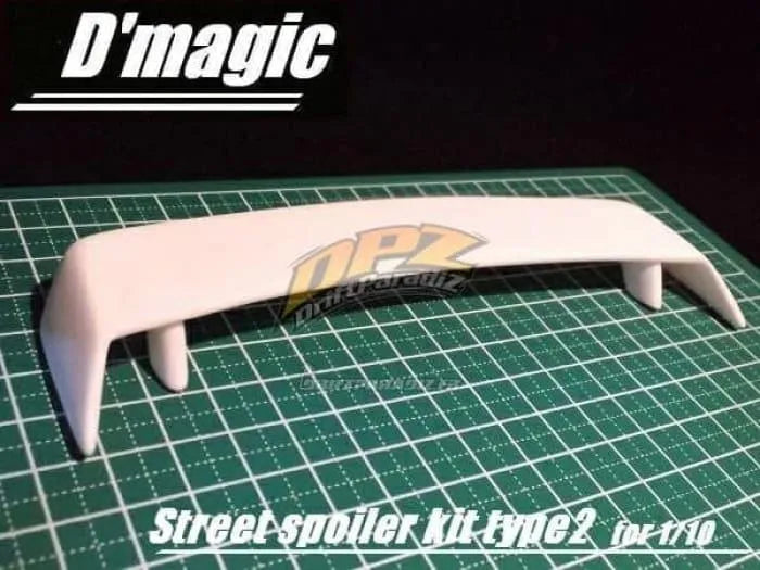 Spoiler de rue type 2 de D-magic jp, customization pour voiture, image montrant la pièce en détail, finition noire.
