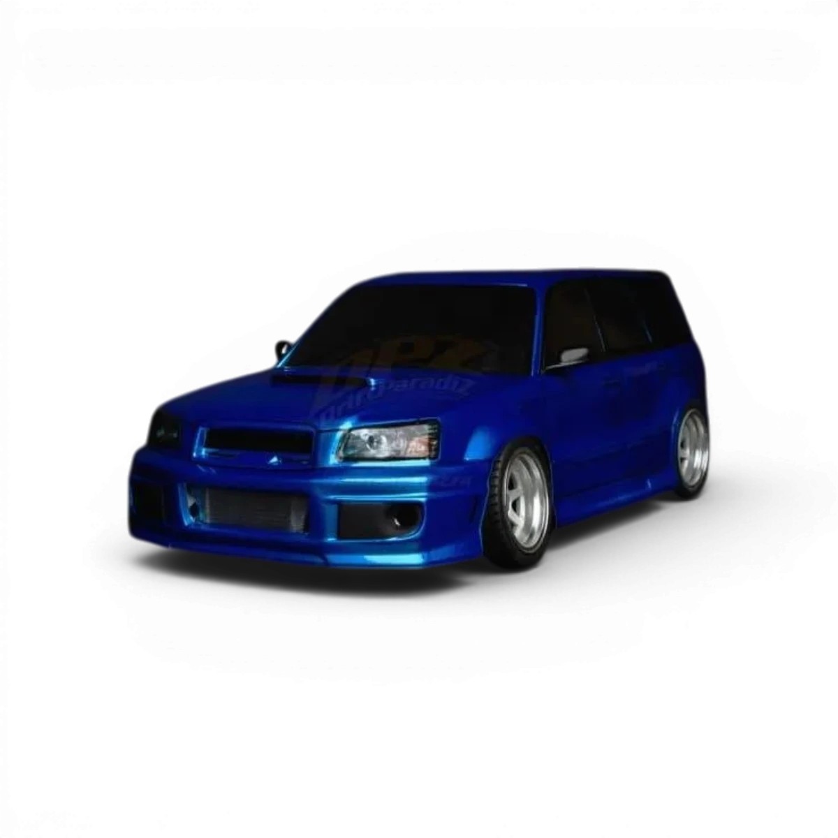 Carrosserie Subaru Forester SG5 Cross Sport en plastique pour RC, fabriquée par Aplastics RC, vue de face.