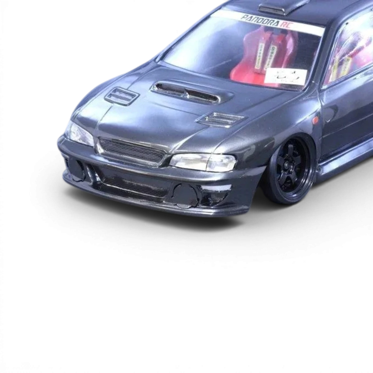 Modèle de carrosserie Subaru Impreza 22B-STI Pandora RC, miniature de voiture de course rouge avec détails précis.
