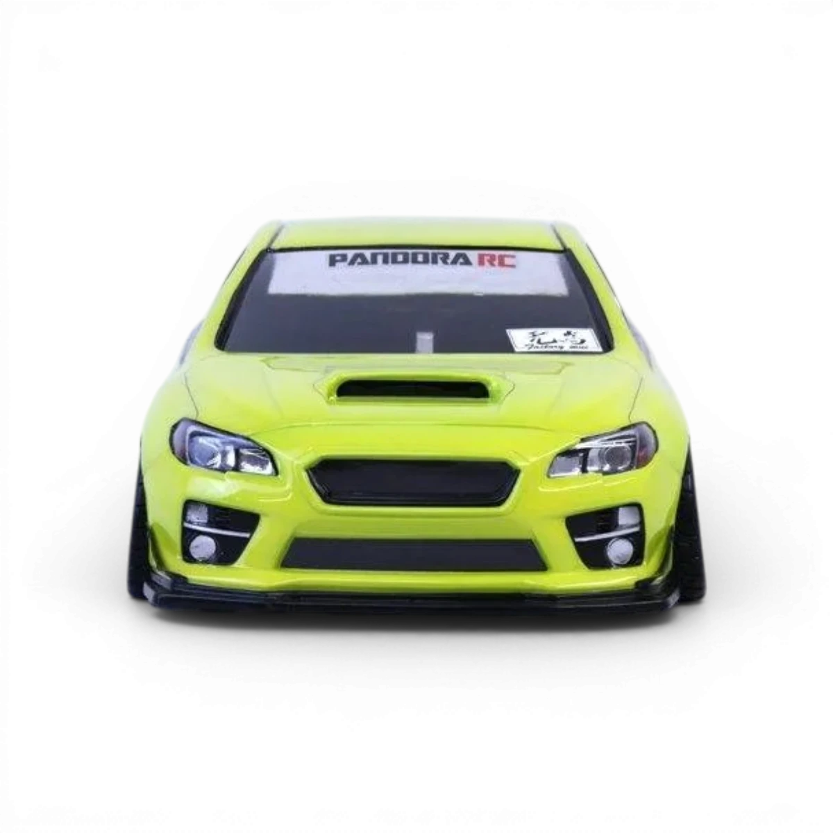 Carrosserie Subaru WRX STI Pandora RC, finition détaillée, vue de face avec détails de la peinture et des logos.
