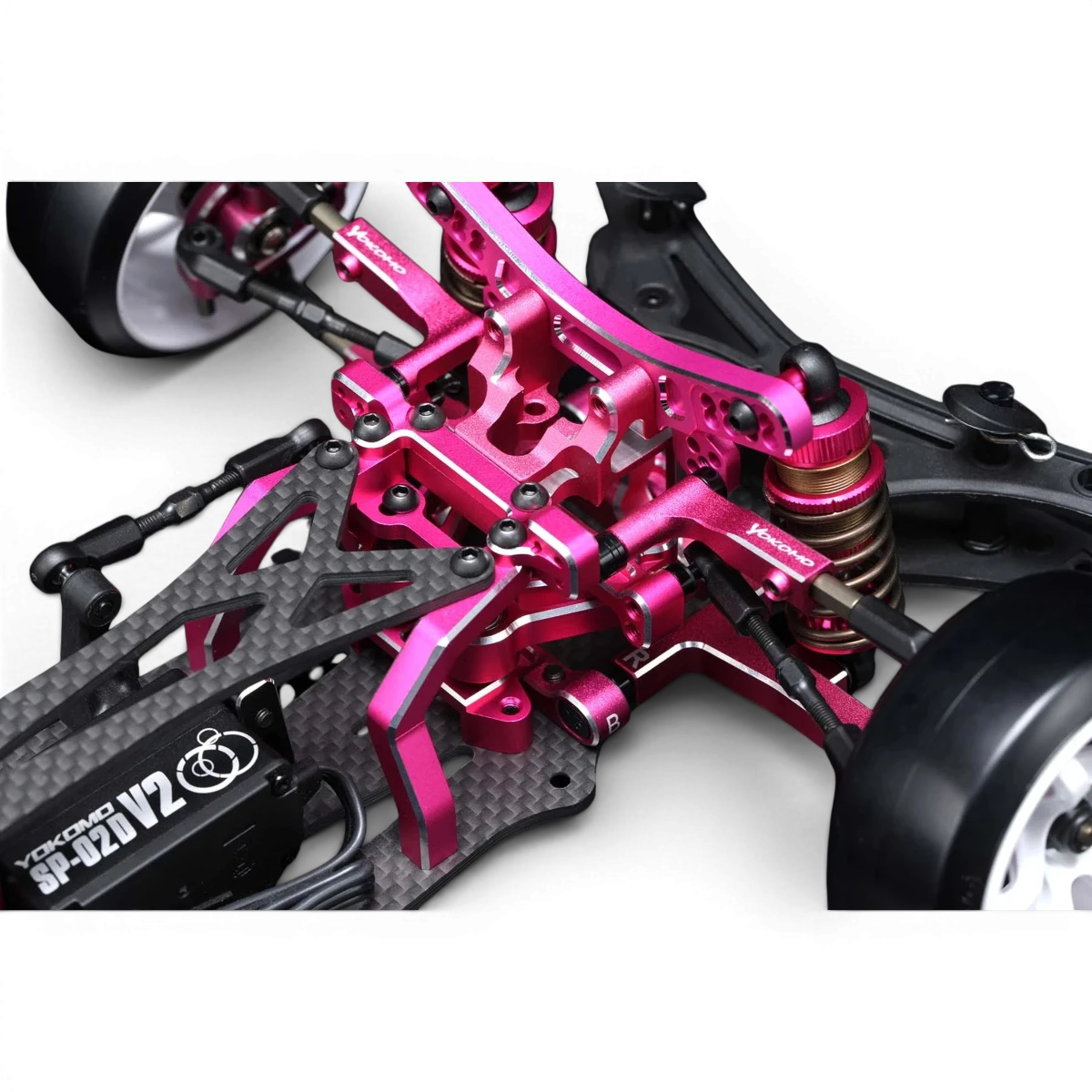 Voiture RC Drift Super Drift SD3.0 Kit Compétition de Team Yokomo, vue de côté avec composants et design sportif visible.