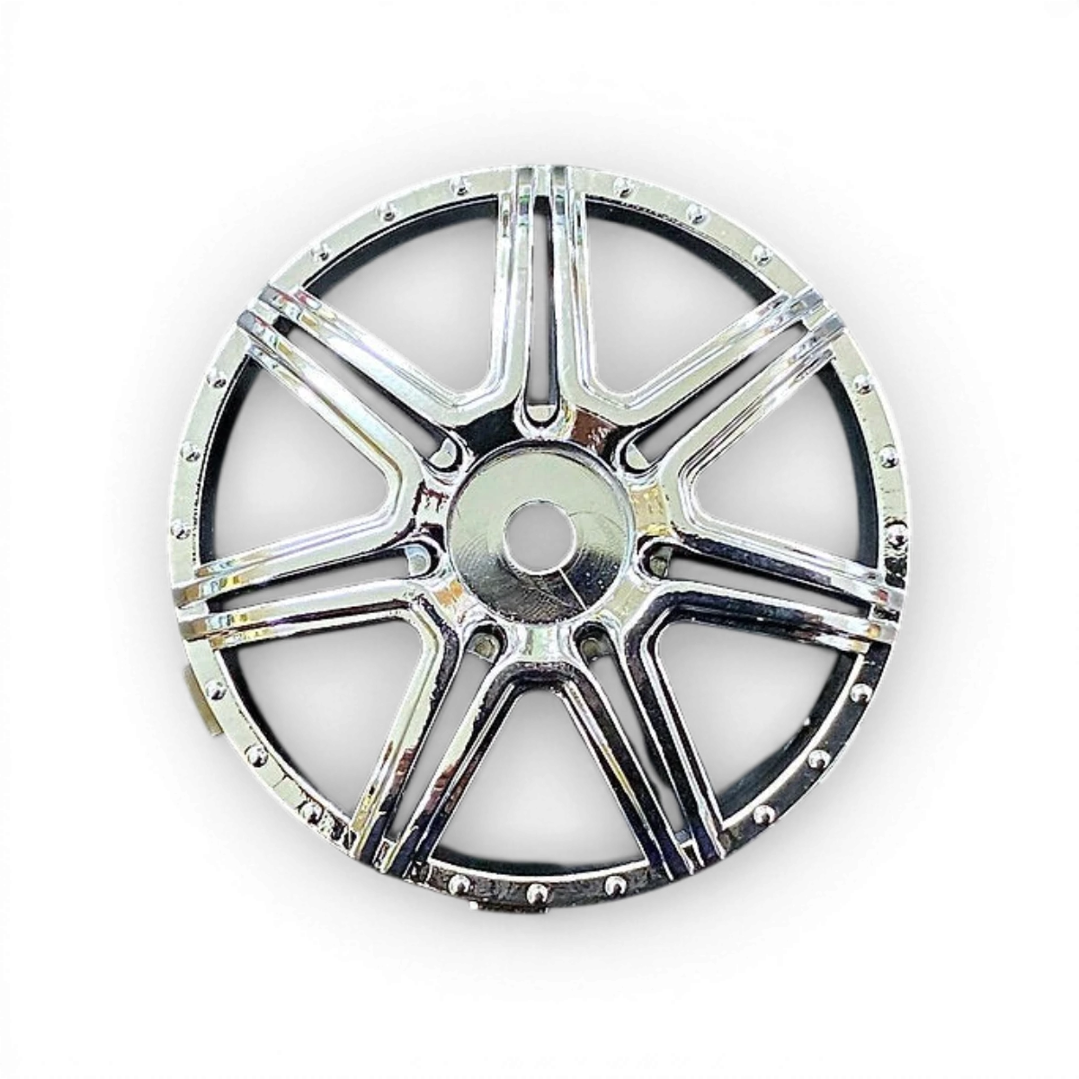 Centre de roue Super RIM Marguerite chromée de la marque Tetsujin, pièce de rechange pour roues.
