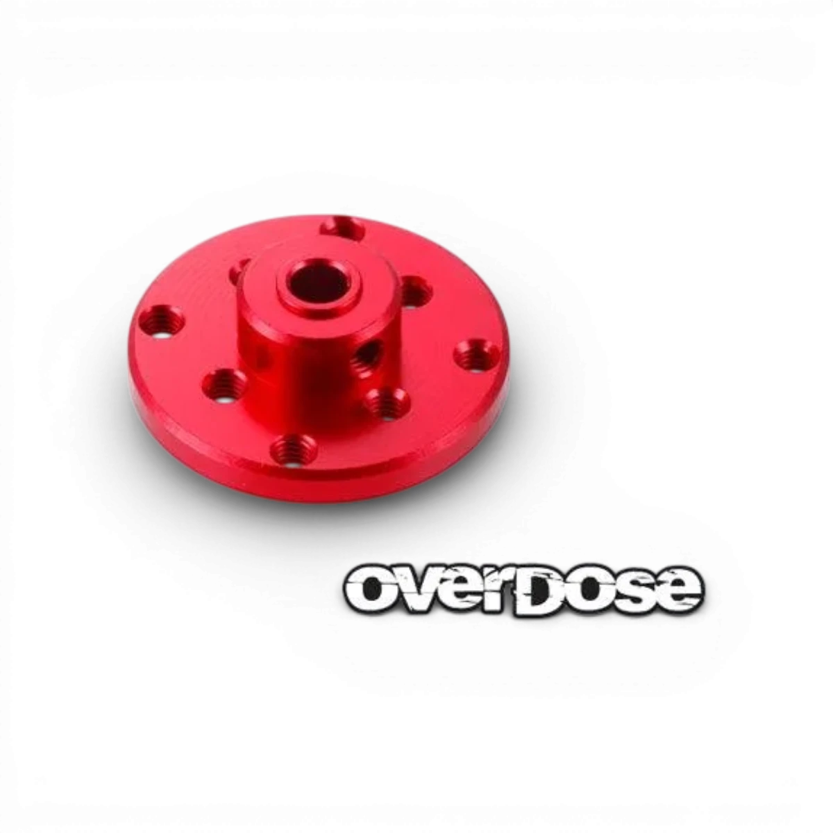 Support de couronne en aluminium Overdose, pièce détachée pour vélo, visible avec fixation et finition lisse.