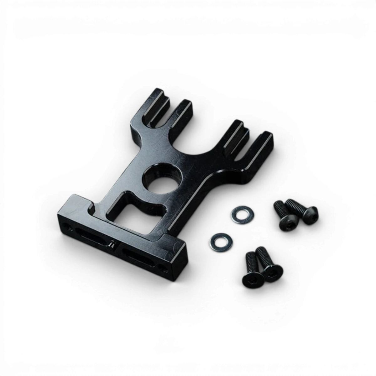Support moteur en aluminium noir Max Speed Technology pour MRX et FRX, pièce détachée robuste et légère.