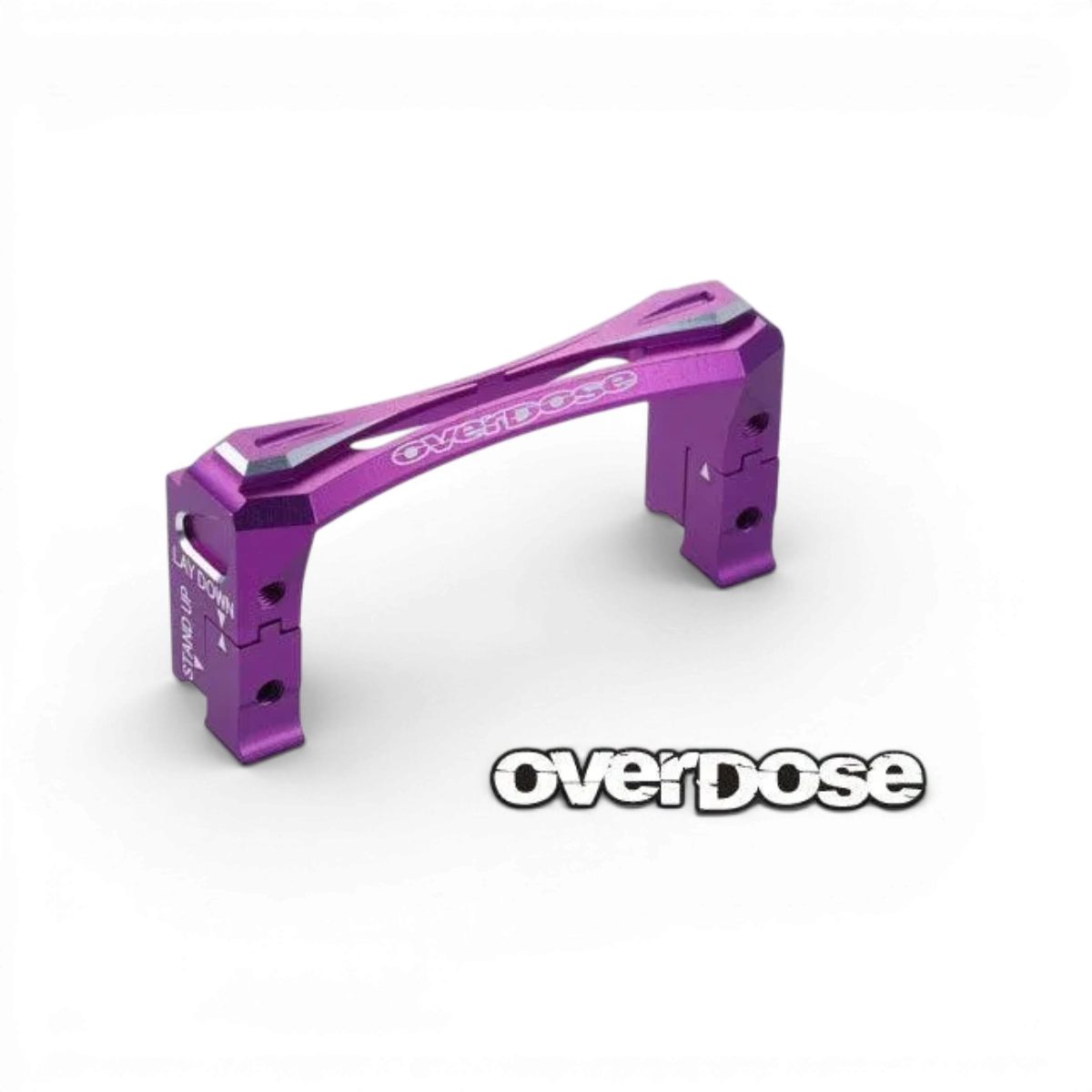 Support servo double sens en aluminium pour pièces détachées Overdose, visible avec fixation solide et finition de qualité.