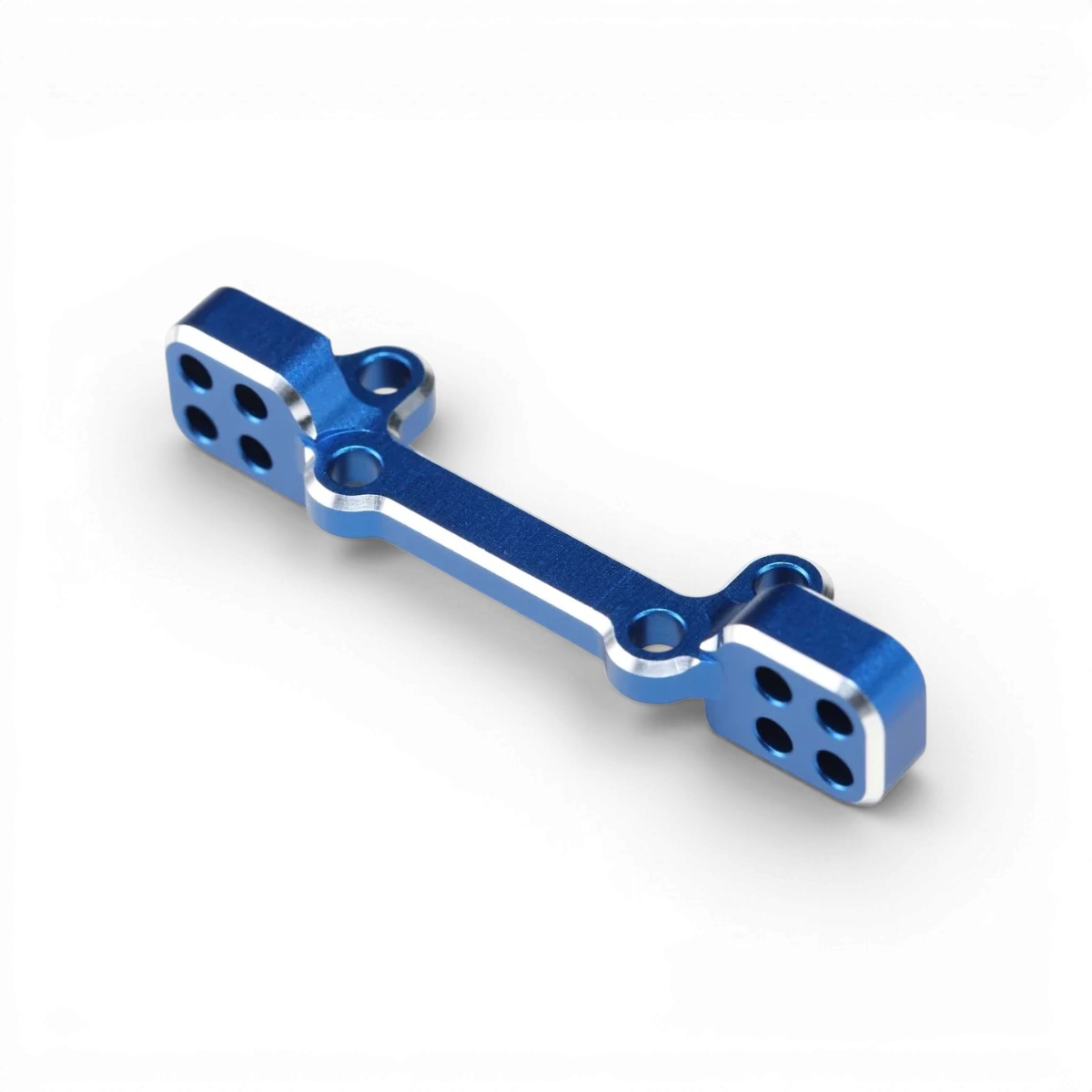 Support triangles supérieurs en aluminium bleu pour pièces détachées Team Yokomo, visible avec détails de la pièce dans l'image.