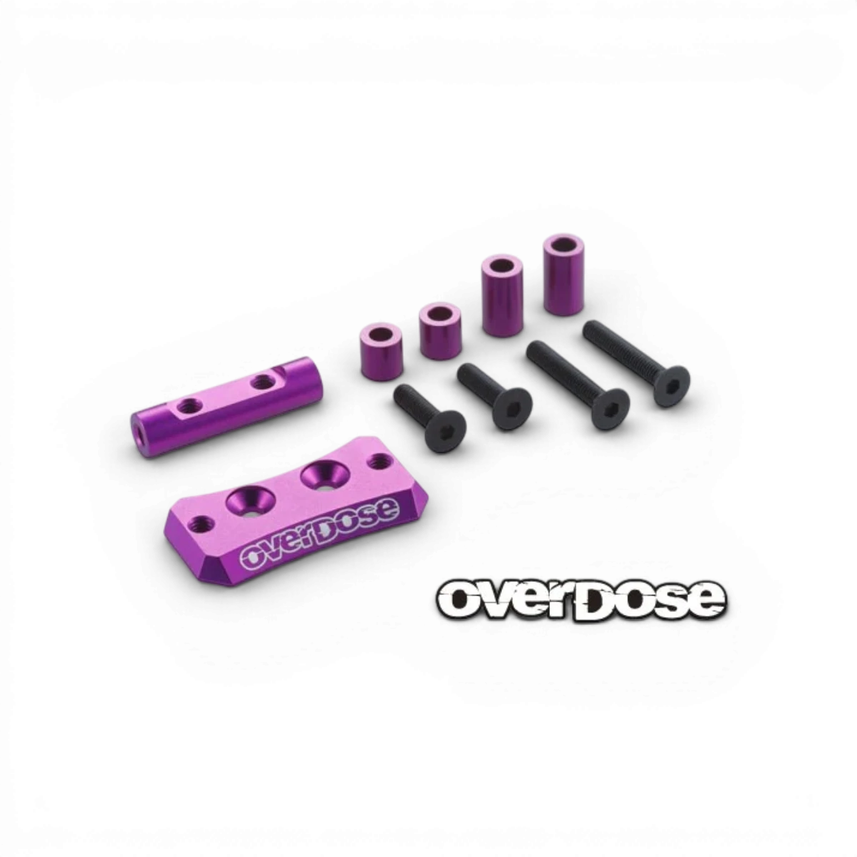 Support de ventilateur en aluminium violet pour pièces détachées Overdose, robuste et léger, idéal pour la réparation de ventilateurs.