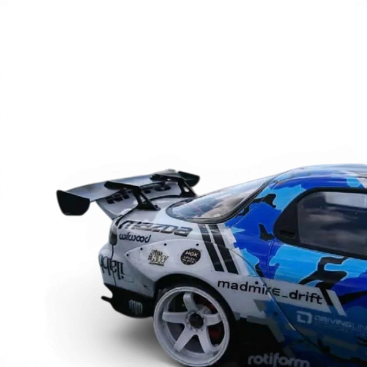 Support d'ailerons à col de cygne bas pour ailes montées, de la marque Addiction RC Design, en noir.
