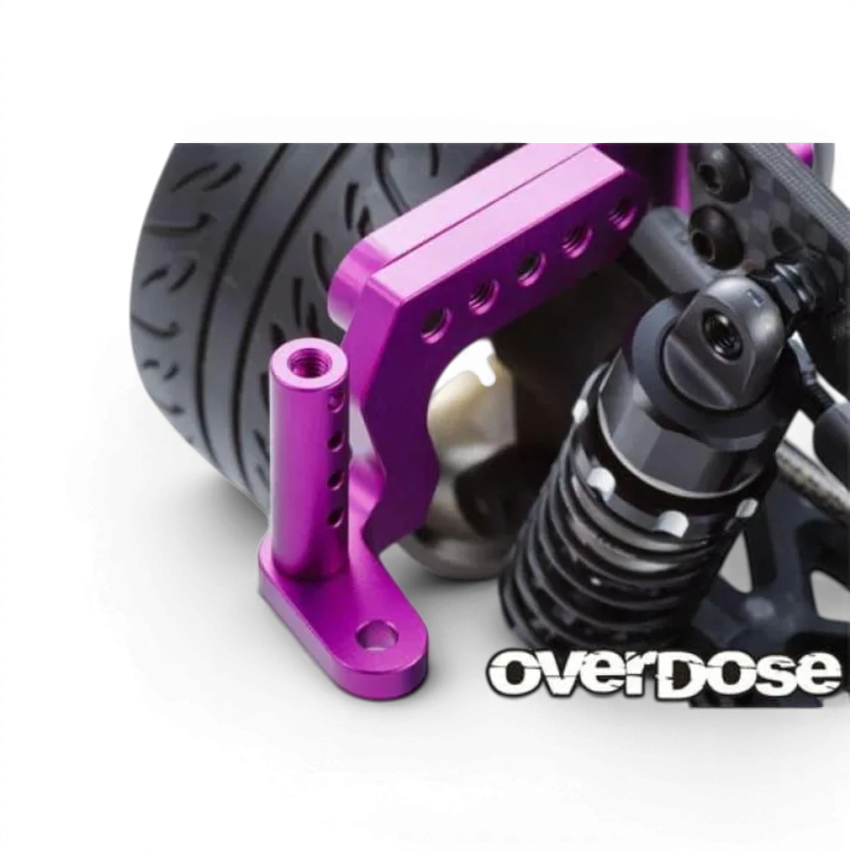 Support de carrosserie arrière en aluminium pour GALM, pièce détachée Overdose, finition rouge, visible sur l'image.