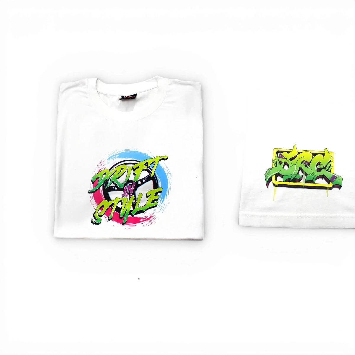 T-shirt SRC 3 de la marque Src Sideways RC, en coton gris avec logo imprimé sur le devant, vue de face.
