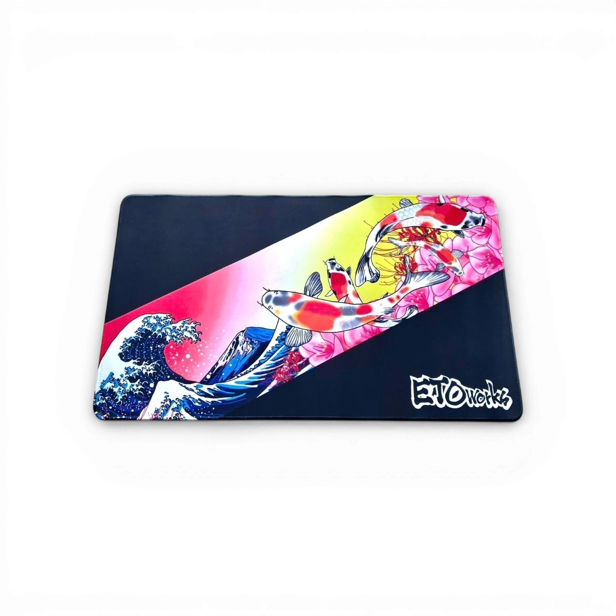 Tapis de stand JDM édition VANEちゃん par ETO Works, accessoire de voiture avec design japonais, couleur noire et logo.