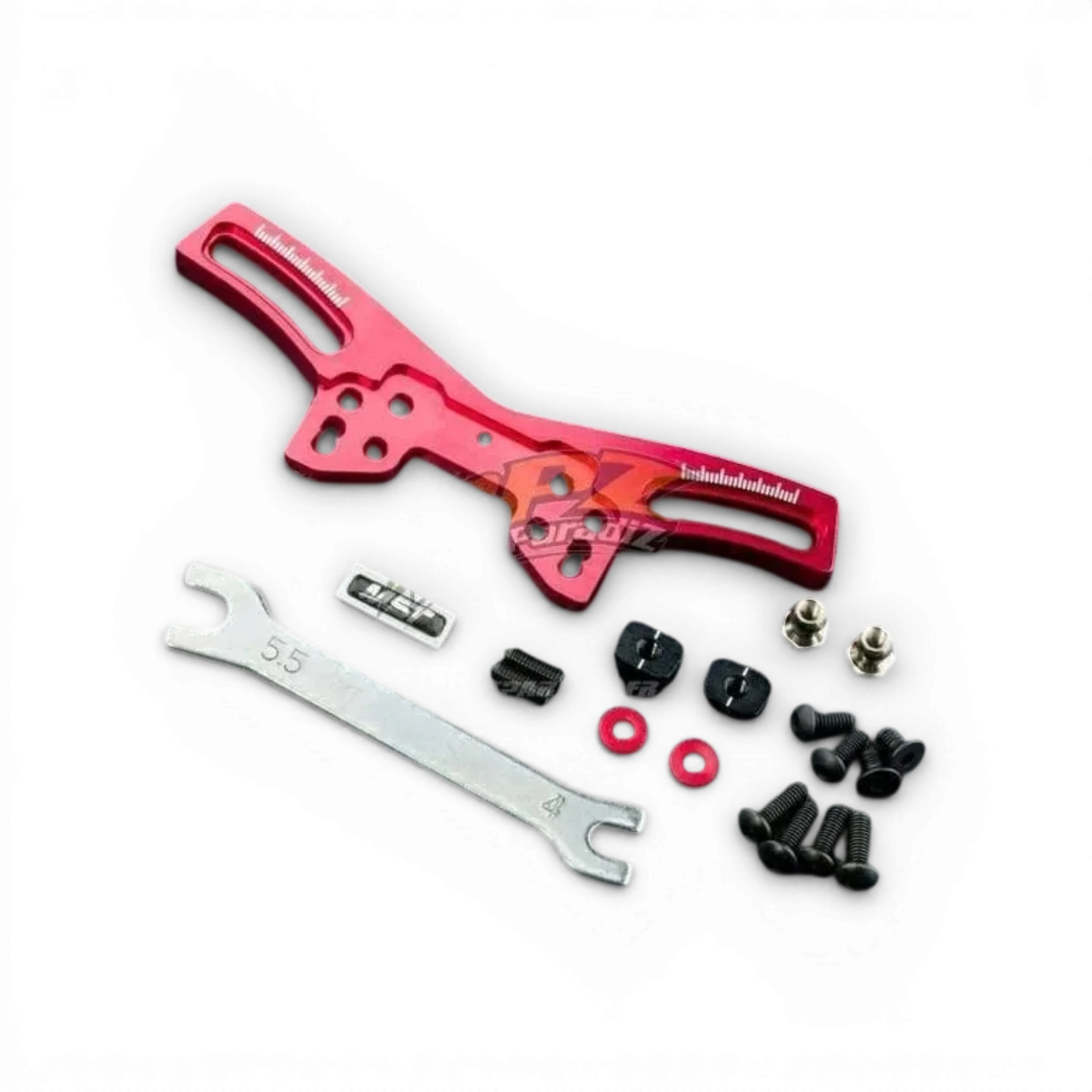 Amortisseur en aluminium rouge de la marque Max Speed Technology, pièce détachée pour suspension ou vélo.
