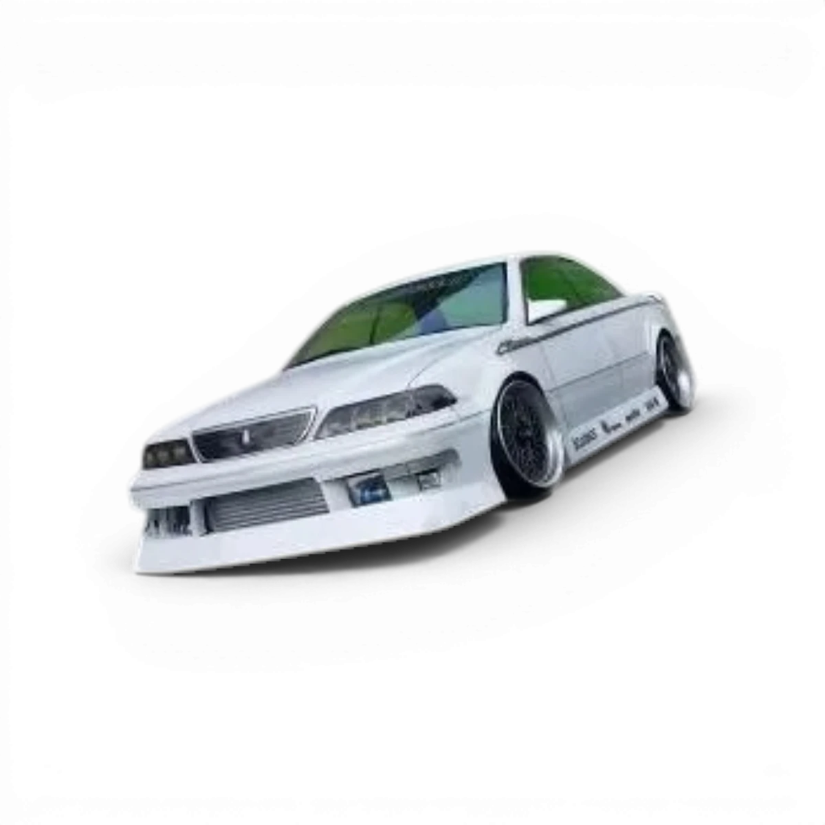 Carrosserie Toyota JZX100 Mark 2 RC Art, modèle réduit de voiture, vue de profil avec détails de la carrosserie.