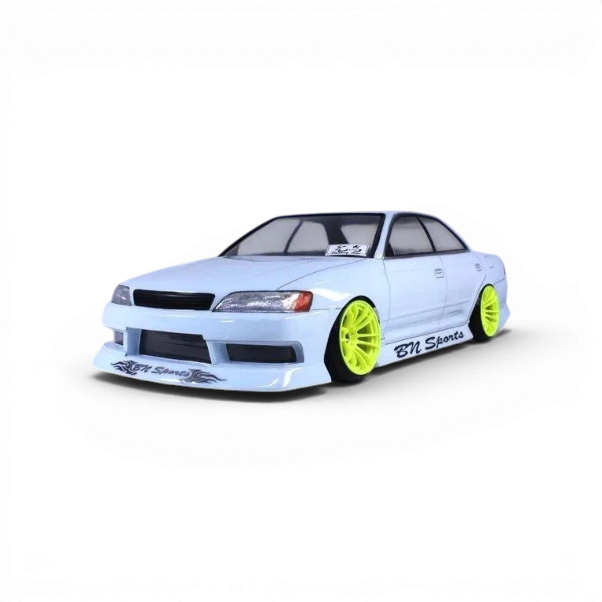 Carrosserie Toyota Mark II (JZX90) BN Sports de Pandora RC, vue de face avec détails de la carrosserie pour voiture radiocommandée.