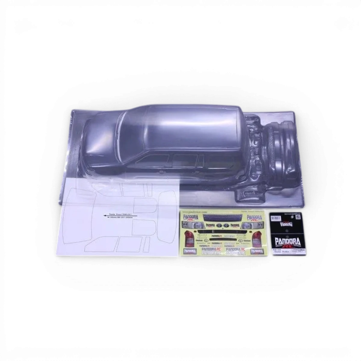 Modèle de carrosserie Toyota Probox Pandora RC, voiture miniature avec détails réalistes, vue de face.