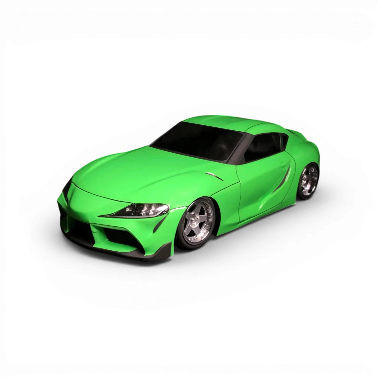 Carrosserie pour Toyota Supra A90, marque Aplastics RC, vue en gros plan avec détails de la peinture et de la finition.