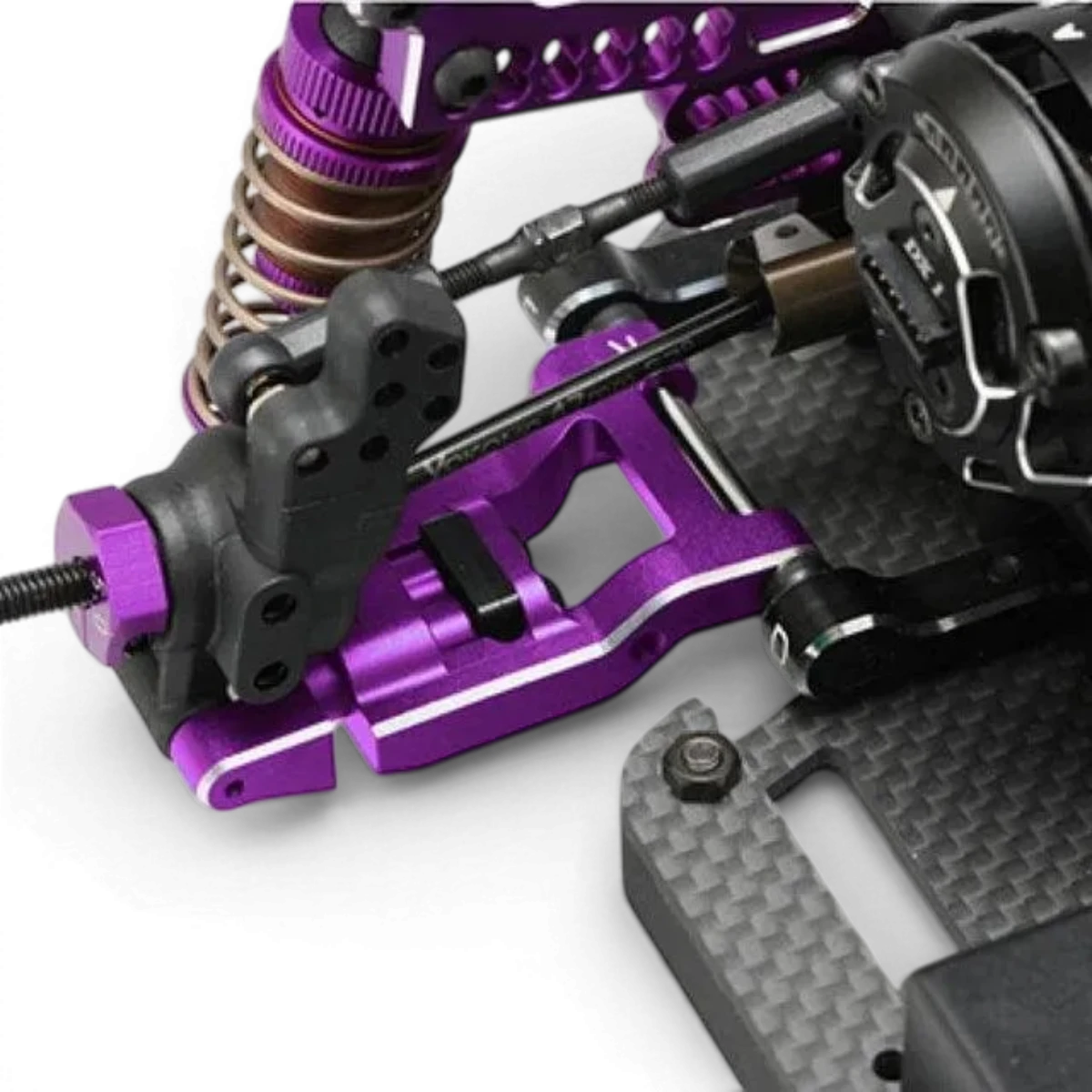 Triangles arrière court YD-2/YD-4 violet, pièces détachées pour voiture RC Team Yokomo, avec détails visibles en image.