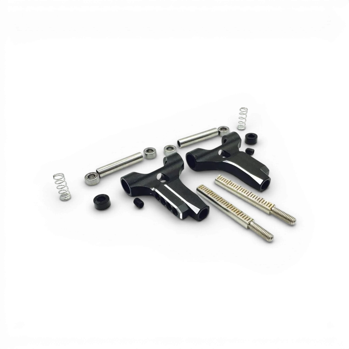Triangles avant inférieurs en aluminium Shark pour moto RhinoRacing RR 1100R, visibles avec fixation et design robuste.