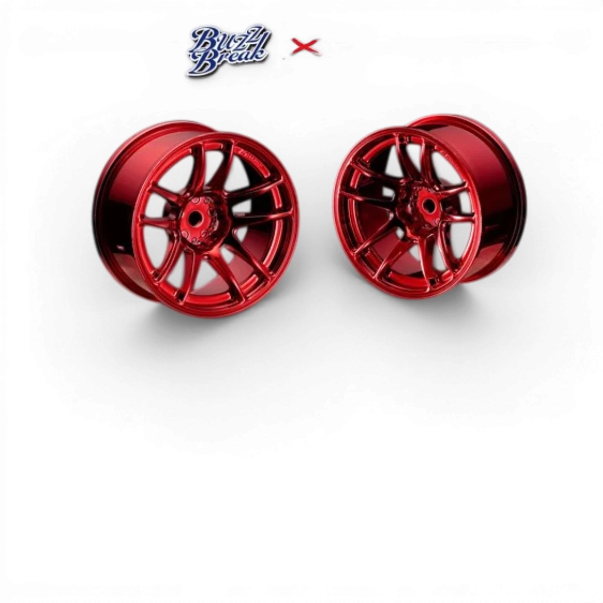 Roues BuzzBreak VALINO N820S 26mm Chrome rouge avec détails en finition Off+7, vue de face sur fond blanc