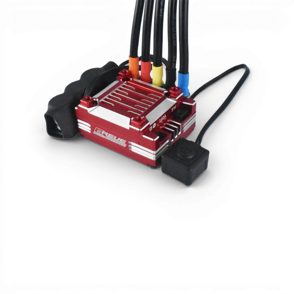 Variateur ESC "Breve" électronique de Team Reve D, vue de face avec boutons et connecteurs visibles.