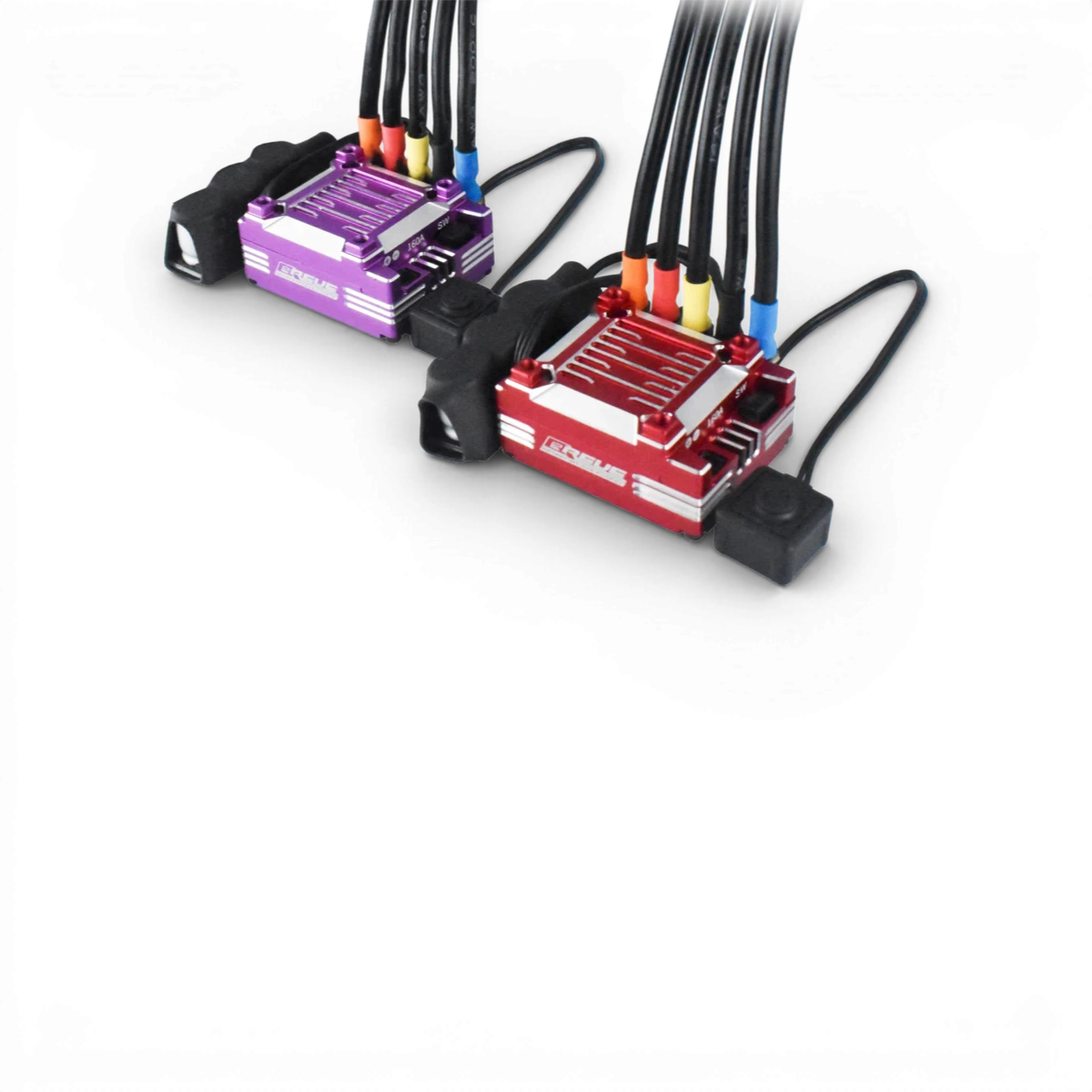 Variateur ESC "BREVE" électronique de Team Reve D pour modélisme RC, vue de l'appareil avec boutons et connecteurs visibles.
