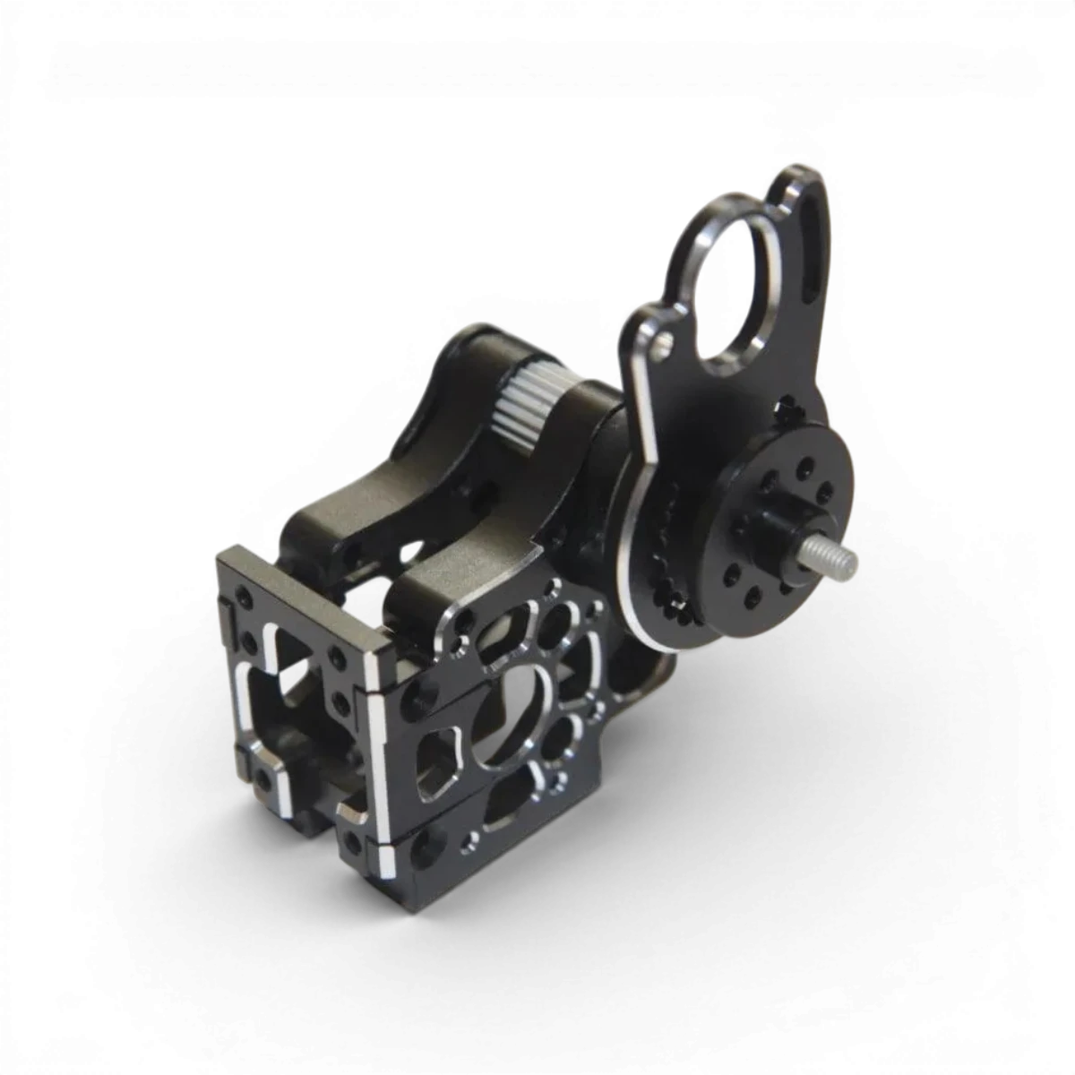 Cage différentielle violette RhinoRacing avec platine supérieure et tour amortisseur pour YD2, image en gros plan.