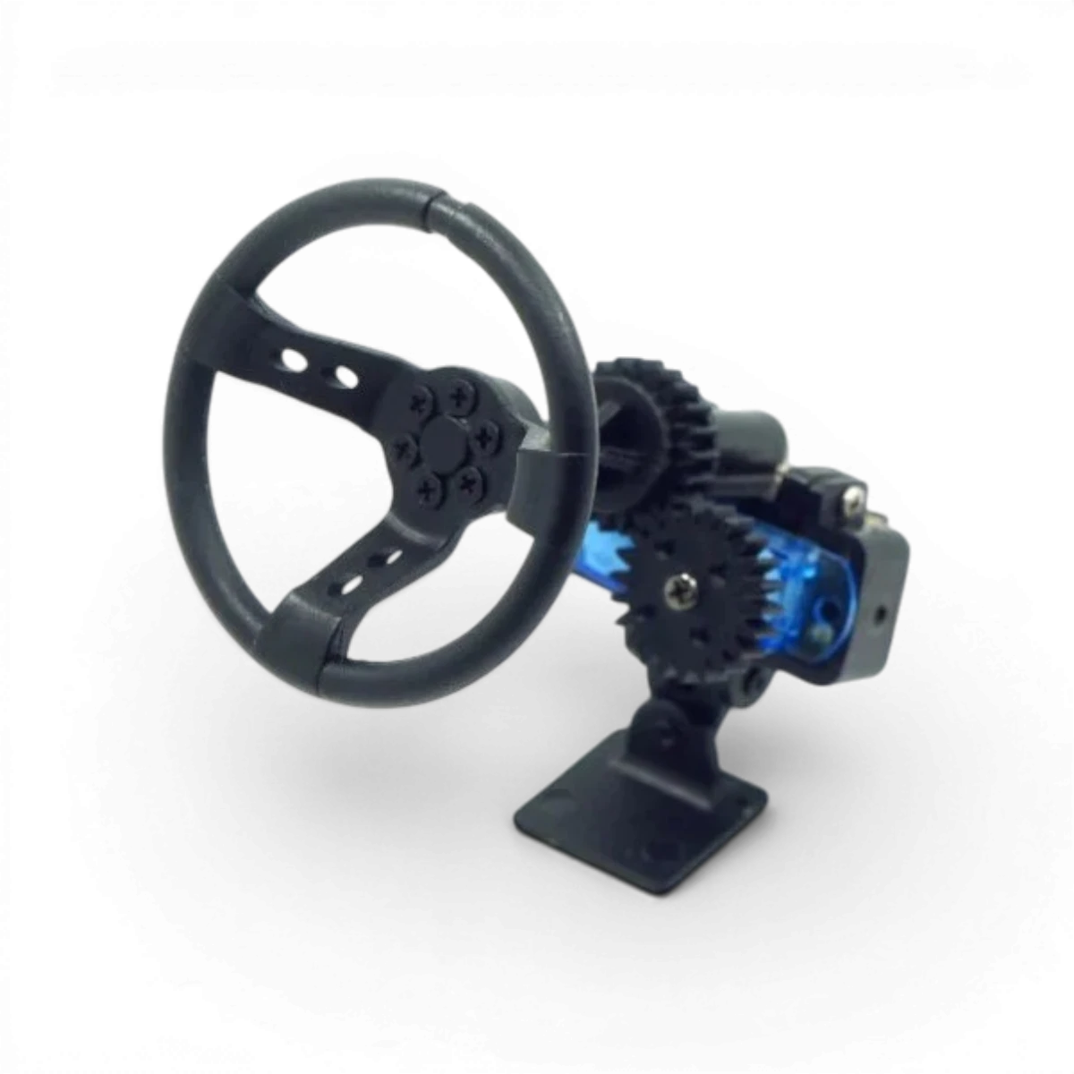 Volant motorisé micro servo 1/10 de Yeah Racing, contrôleur pour voiture RC, vue de l'ensemble du volant avec commande.