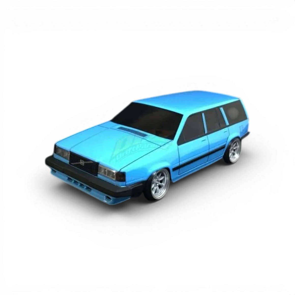 Carrosserie Volvo 745 en plastique pour modèle RC, fabriquée par Aplastics RC, vue de face avec détails de la carrosserie.